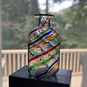 Tiny Murano Art Glass Hand-Blown Swirl Vase
